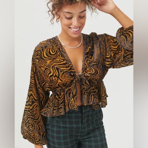 Urban Outfitters Tops - UO Urban Outfitters Bonnie Burnout Blouse Whimsigoth Fairy Grunge Sz M Romantic